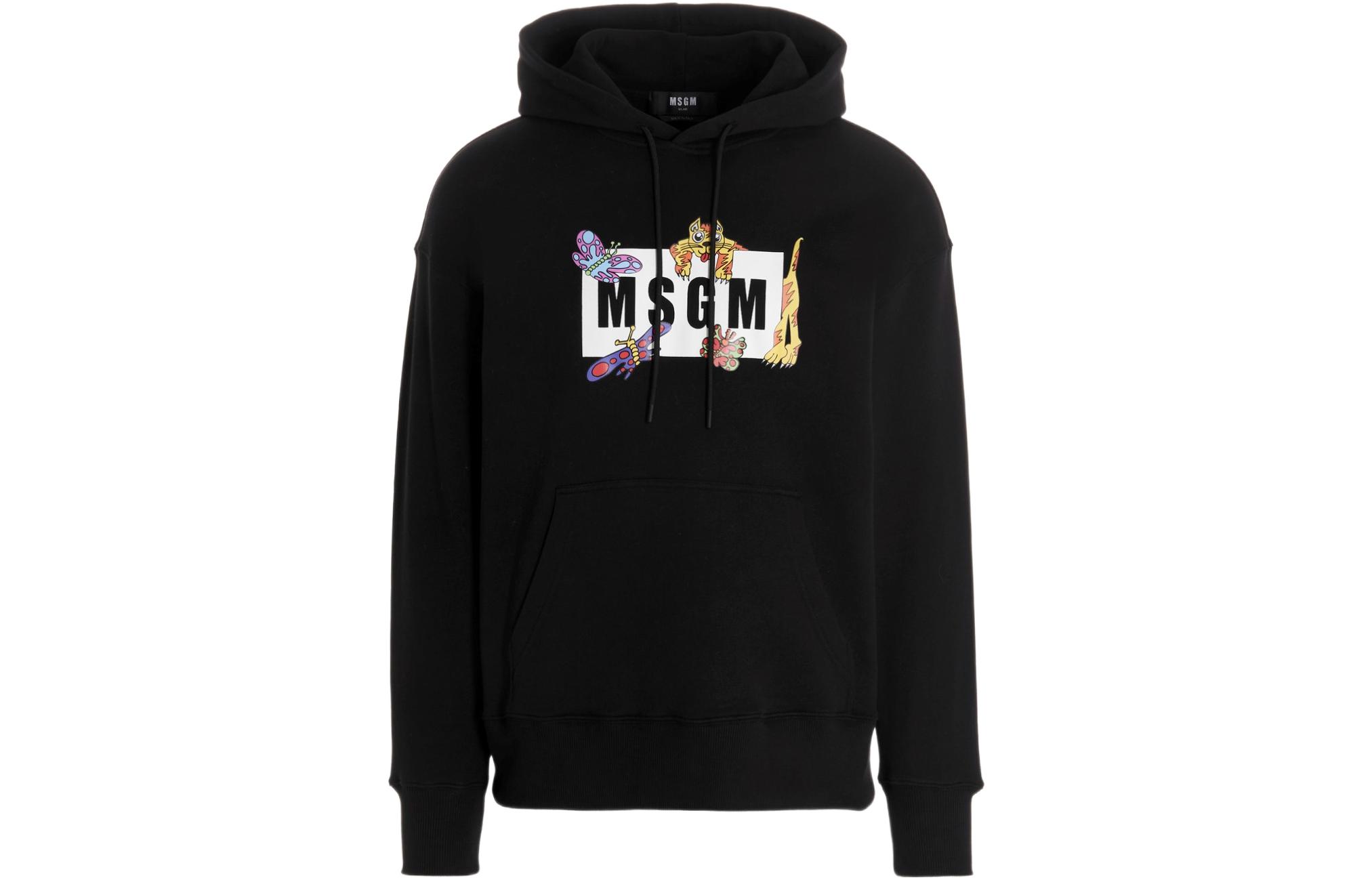 MSGM SS22 Logo Print Pullover Hoodie Black 3240MM182227299-99