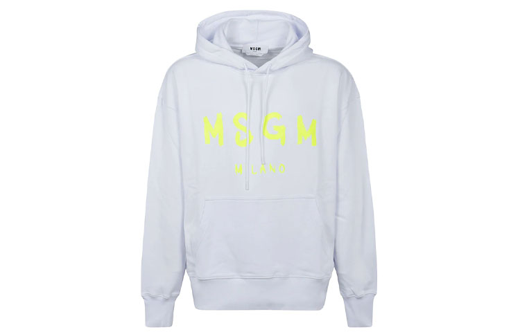 MSGM SS22 Logo Print Pullover Hoodie White - 3240MM515F227299-01