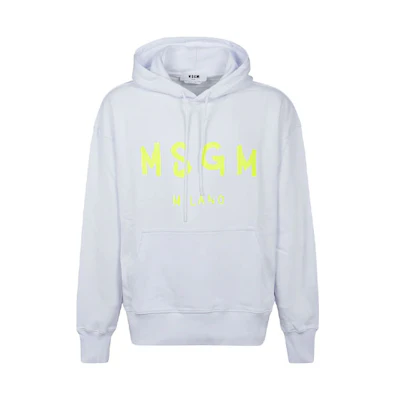 MSGM SS22 Logo Print Pullover Hoodie White - 3240MM515F227299-01