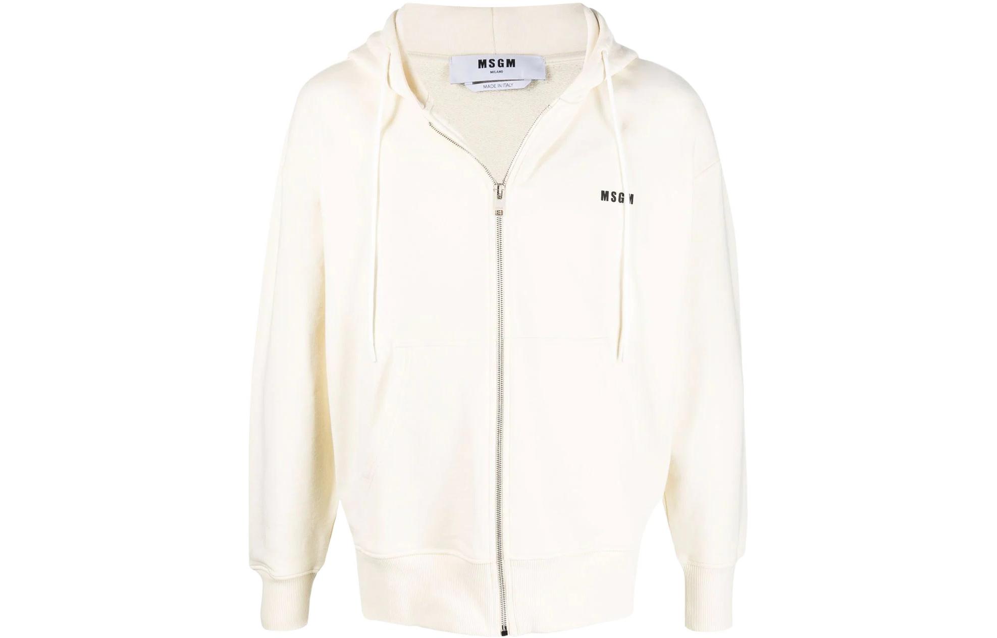 MSGM SS22 Logo Print Zip Hoodie Jacket Men’s Off-White 3240MM507227299-03