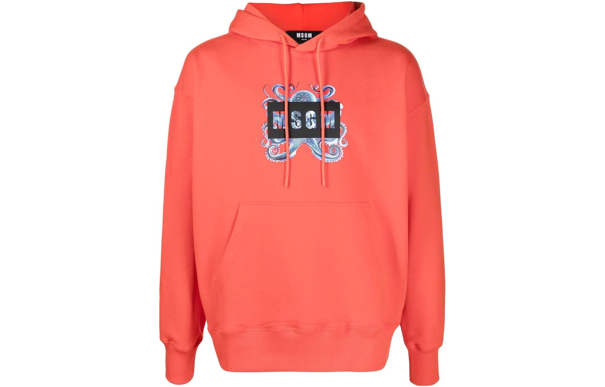 MSGM SS22 Orange Logo Graphic Print Pullover Hoodie 3240MM104227299-17