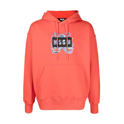MSGM SS22 Orange Logo Graphic Print Pullover Hoodie 3240MM104227299-17