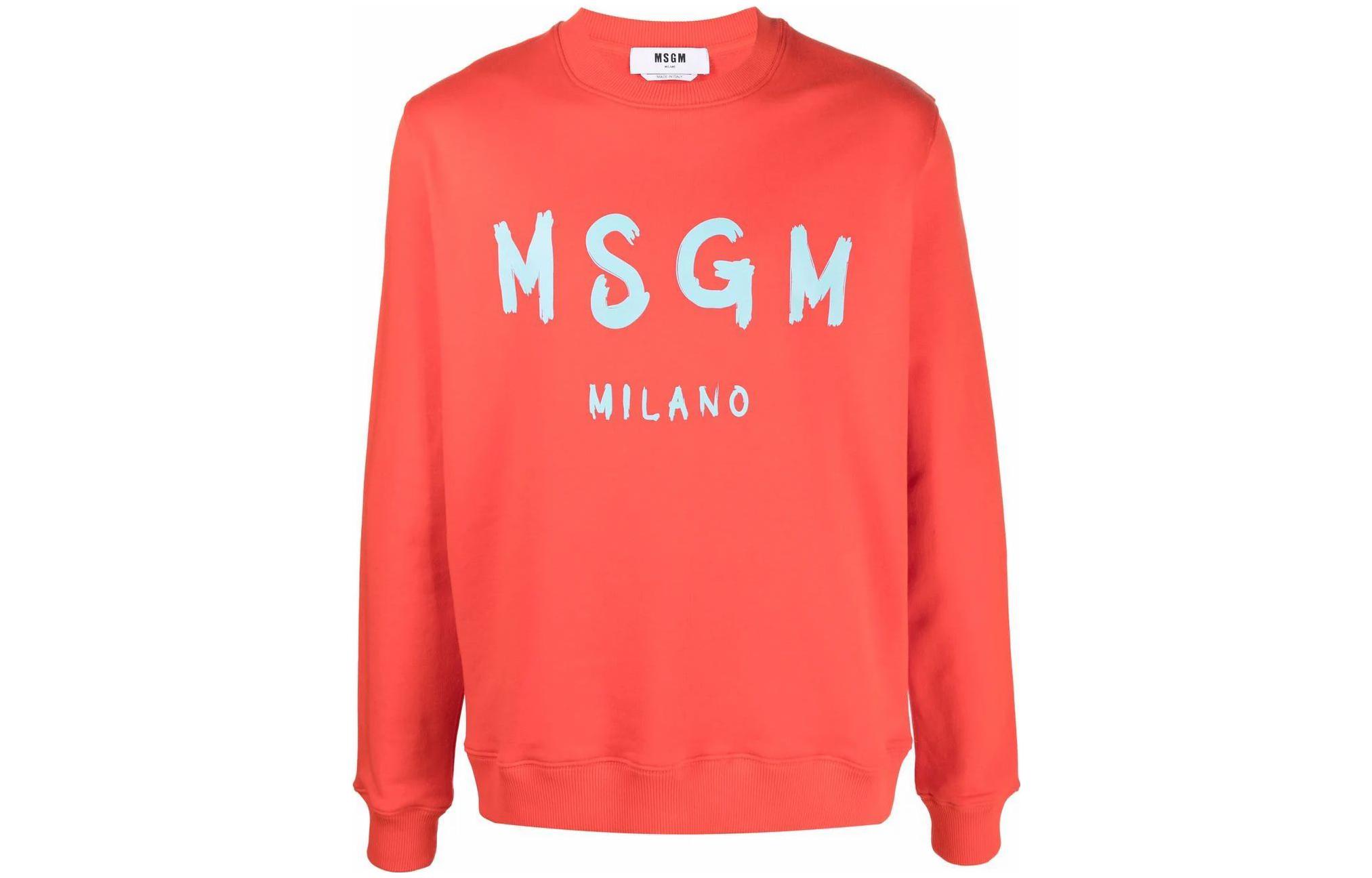 MSGM SS22 Orange Pullover Sweatshirt with Logo Print 3240MM513227299-17