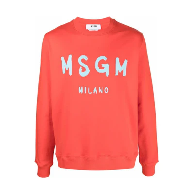 MSGM SS22 Orange Pullover Sweatshirt with Logo Print 3240MM513227299-17