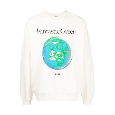 MSGM SS22 Pattern Print Crewneck Long Sleeve Sweatshirt Men’s Off-White 3240MM1932272890202