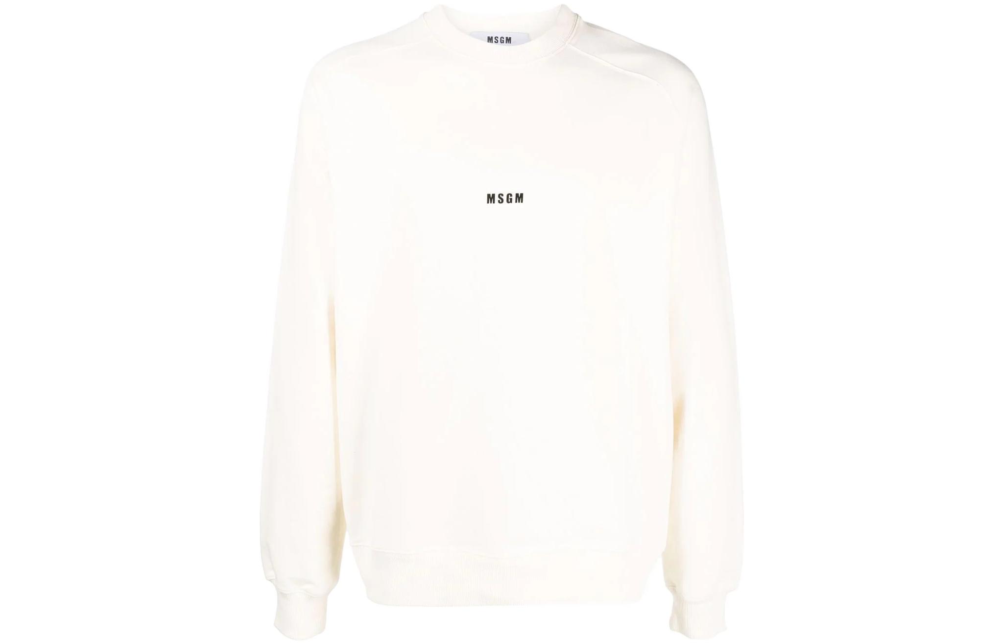 MSGM SS22 Plain Crewneck Long-Sleeve Sweatshirt White 3240MM50322729903