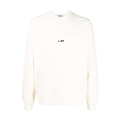 MSGM SS22 Plain Crewneck Long-Sleeve Sweatshirt White 3240MM50322729903