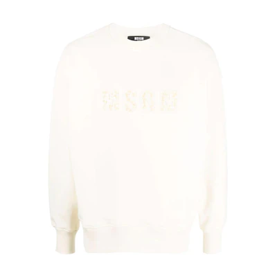 MSGM SS22 Plain Logo Embossed Crewneck Sweatshirt Off-White 3240MM8322729903