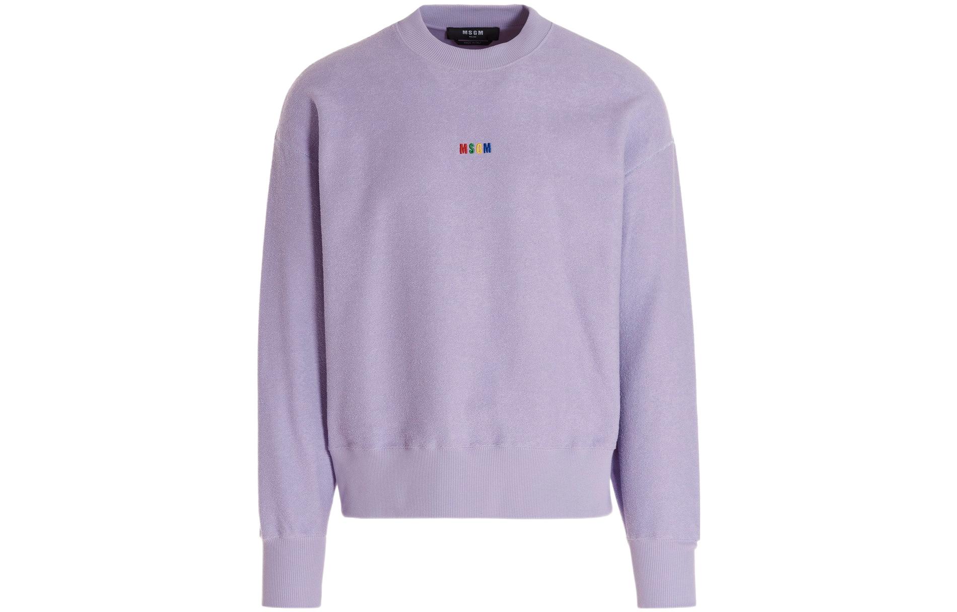 MSGM SS22 Purple Crewneck Sweatshirt with Letter Print 3240MM108227299-70