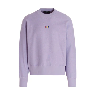 MSGM SS22 Purple Crewneck Sweatshirt with Letter Print 3240MM108227299-70