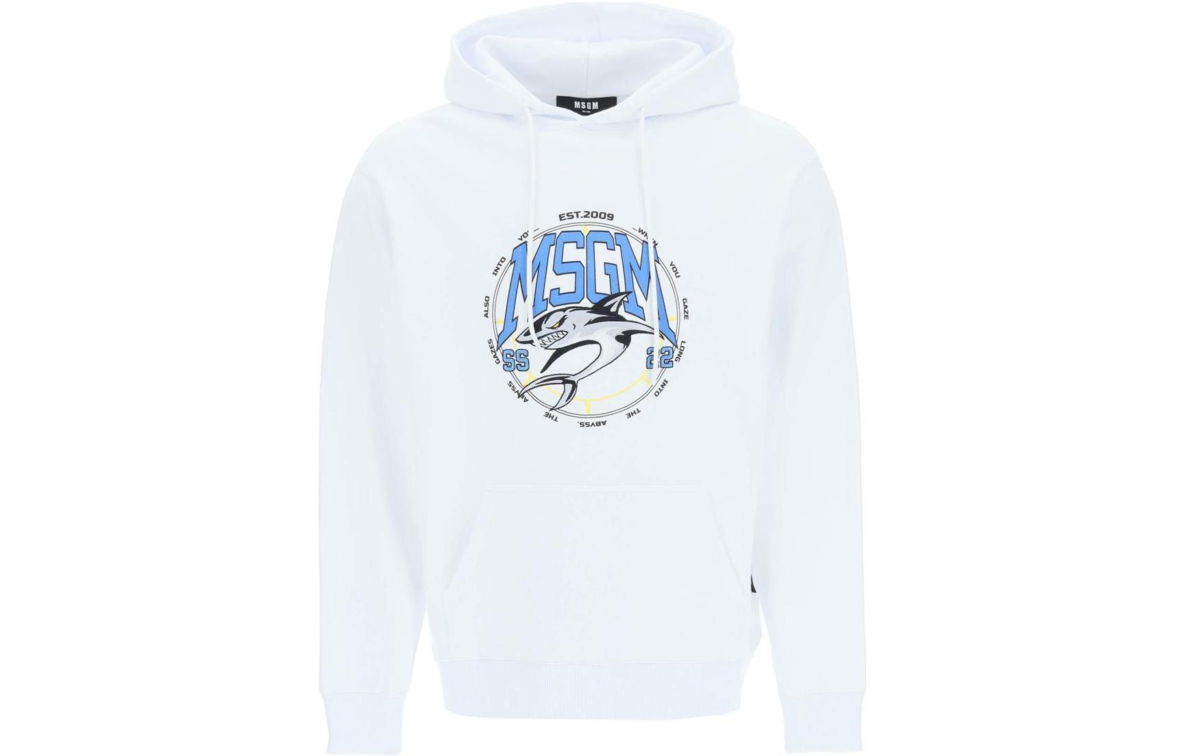 MSGM SS22 Shark Cartoon Logo Hoodie White 3240MM10622729901