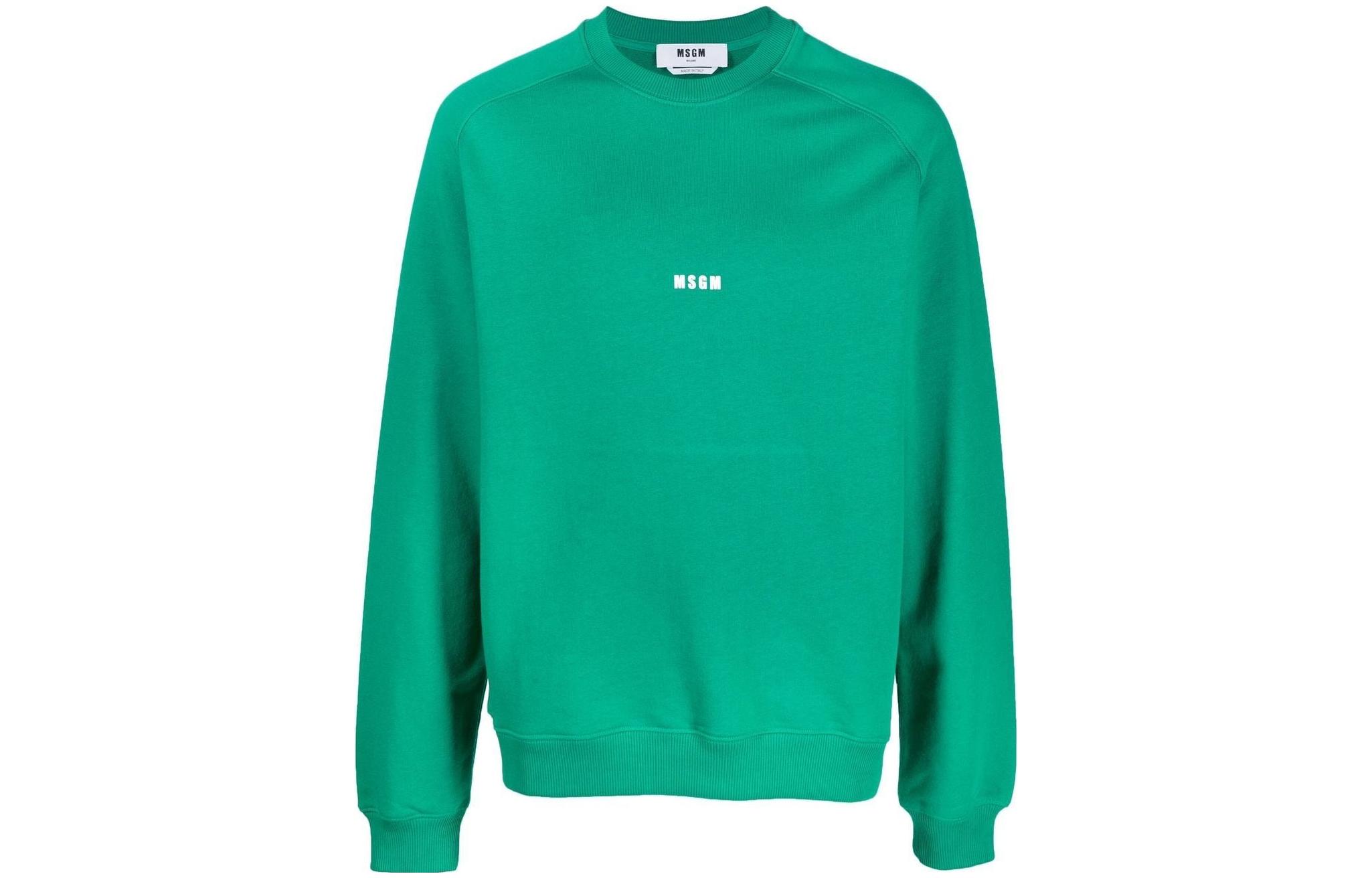 MSGM SS22 Small Logo Crewneck Long Sleeve Sweatshirt Green () 3340MM50322779938