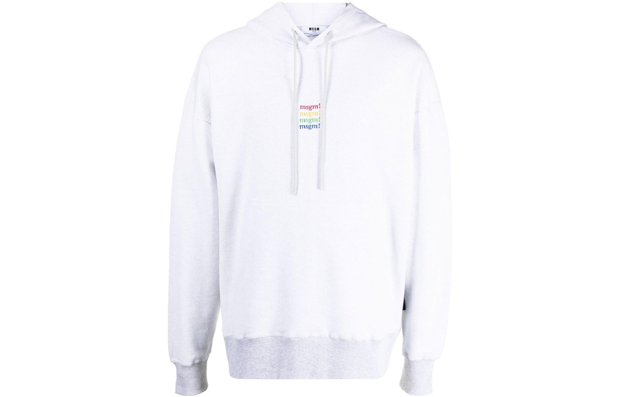 MSGM SS22 White Hoodie with Logo Embroidery and Drawstring 3340MM174227797-94