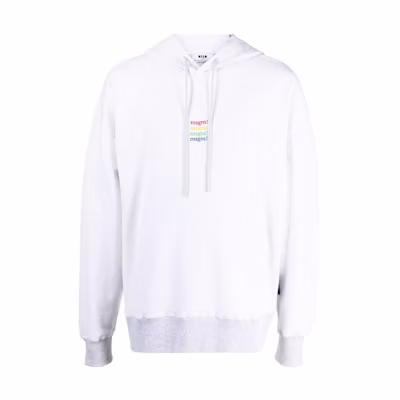 MSGM SS22 White Hoodie with Logo Embroidery and Drawstring 3340MM174227797-94