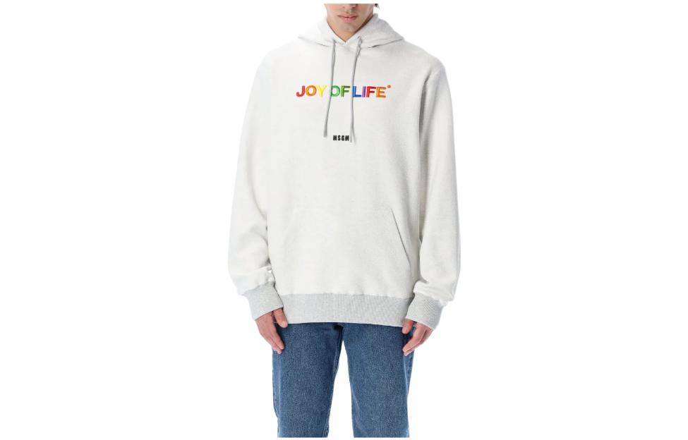 MSGM SS22 White Letter Print Pullover Hoodie 3240MM162227297-94