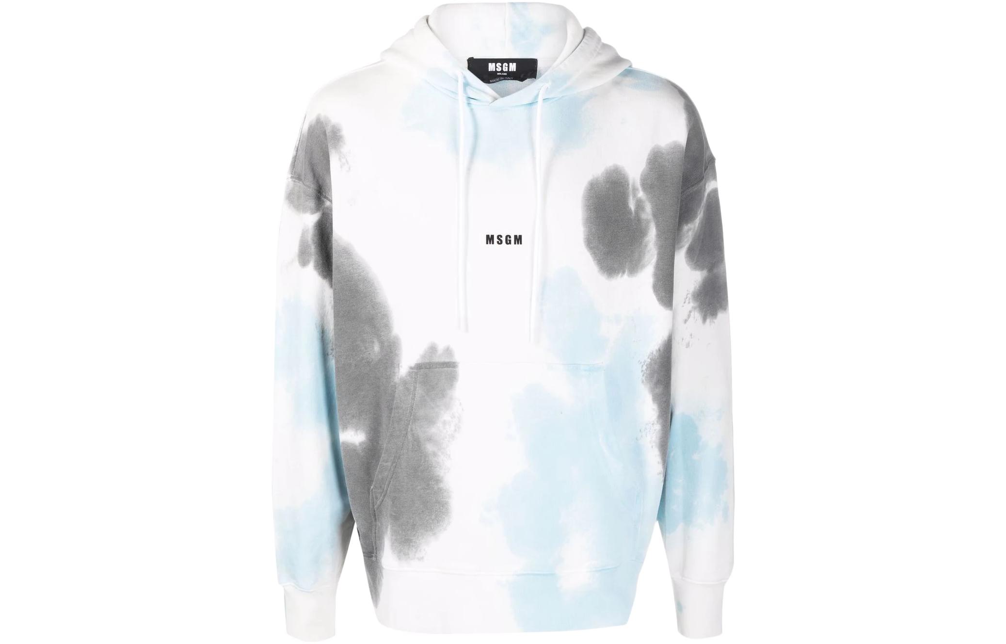 MSGM SS22 White Tie-Dye Print Hoodie Long Sleeve 3240MM65227295-99