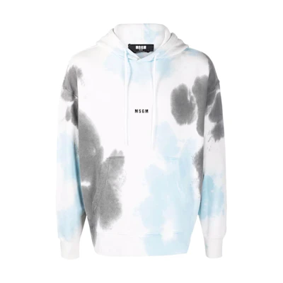 MSGM SS22 White Tie-Dye Print Hoodie Long Sleeve 3240MM65227295-99