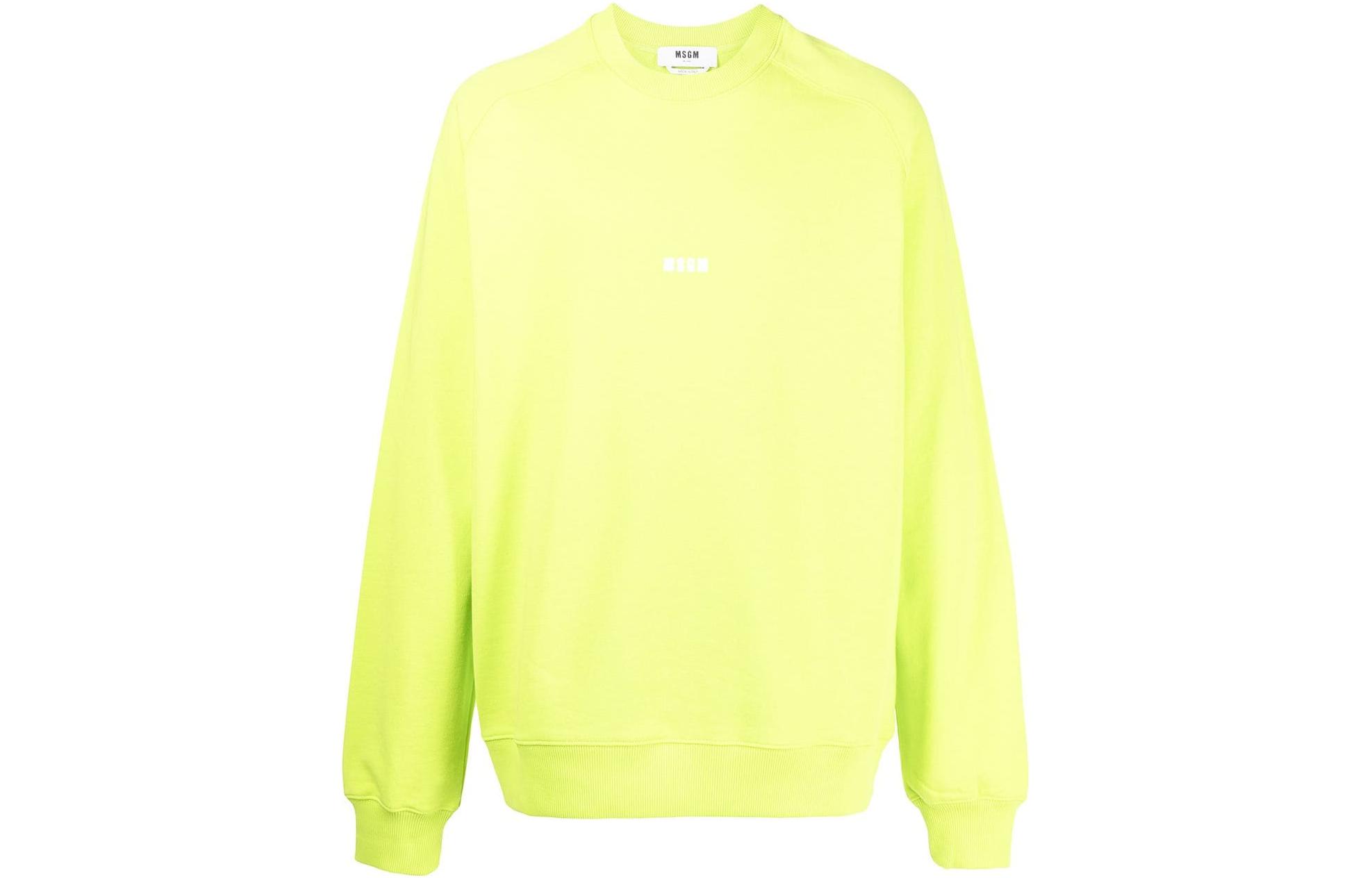 MSGM SS22 Yellow Cotton Crewneck Long Sleeve Sweatshirt 3240MM50322729933