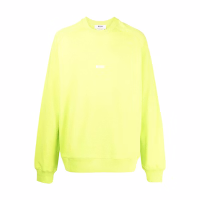 MSGM SS22 Yellow Cotton Crewneck Long Sleeve Sweatshirt 3240MM50322729933