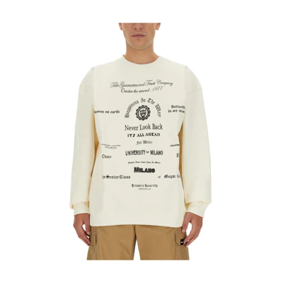 MSGM SS23 Beige Logo Print Sweatshirt 3540MM123-237795-02