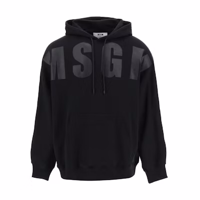 MSGM SS23 Black Drawstring Pullover Hoodie Long Sleeve 3440MM171-237000-99