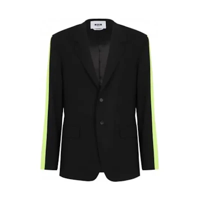 MSGM SS23 Black V-Neck Striped Long-Sleeve Jacket 3440MG05237200-99