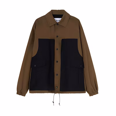MSGM SS23 Brown Workwear Jacket with Contrasting Lapel Design 3440MH07Y237012-38