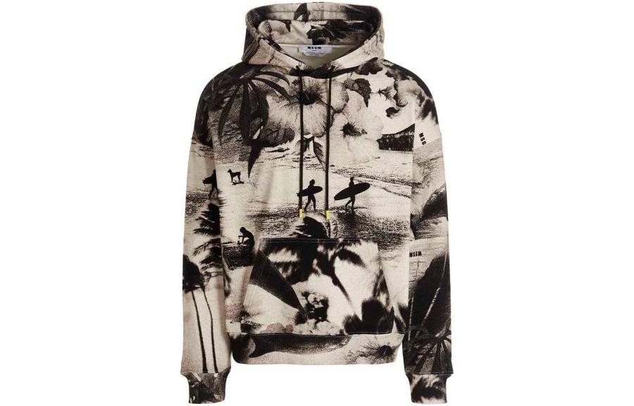MSGM SS23 Graphic Print Hoodie Light Brown 3440MM61-237095-99