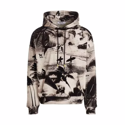MSGM SS23 Graphic Print Hoodie Light Brown 3440MM61-237095-99