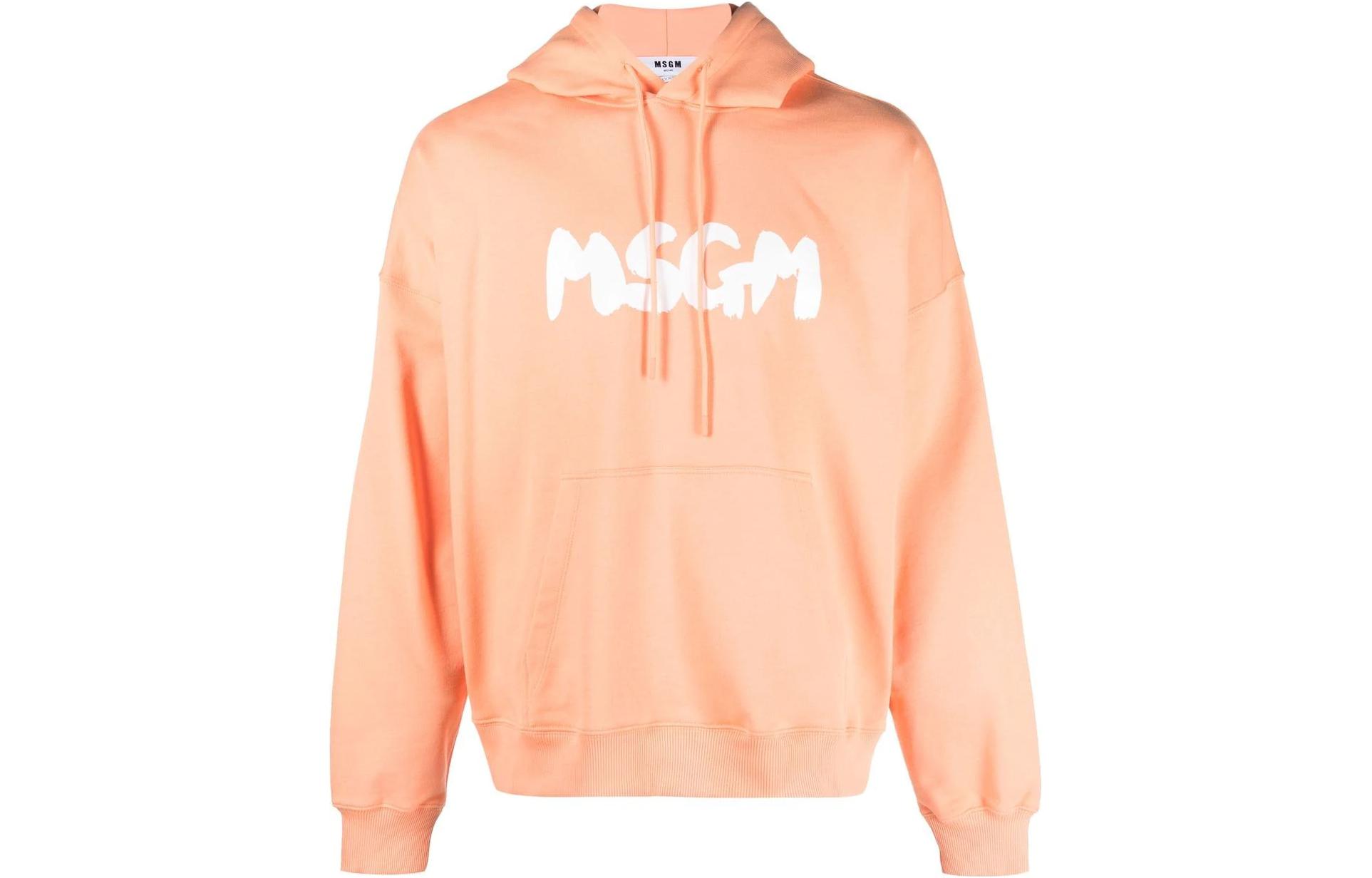 MSGM SS23 Logo Drawstring Hoodie Peach Orange () 3440MM16823700010