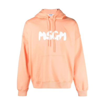 MSGM SS23 Logo Drawstring Hoodie Peach Orange () 3440MM16823700010