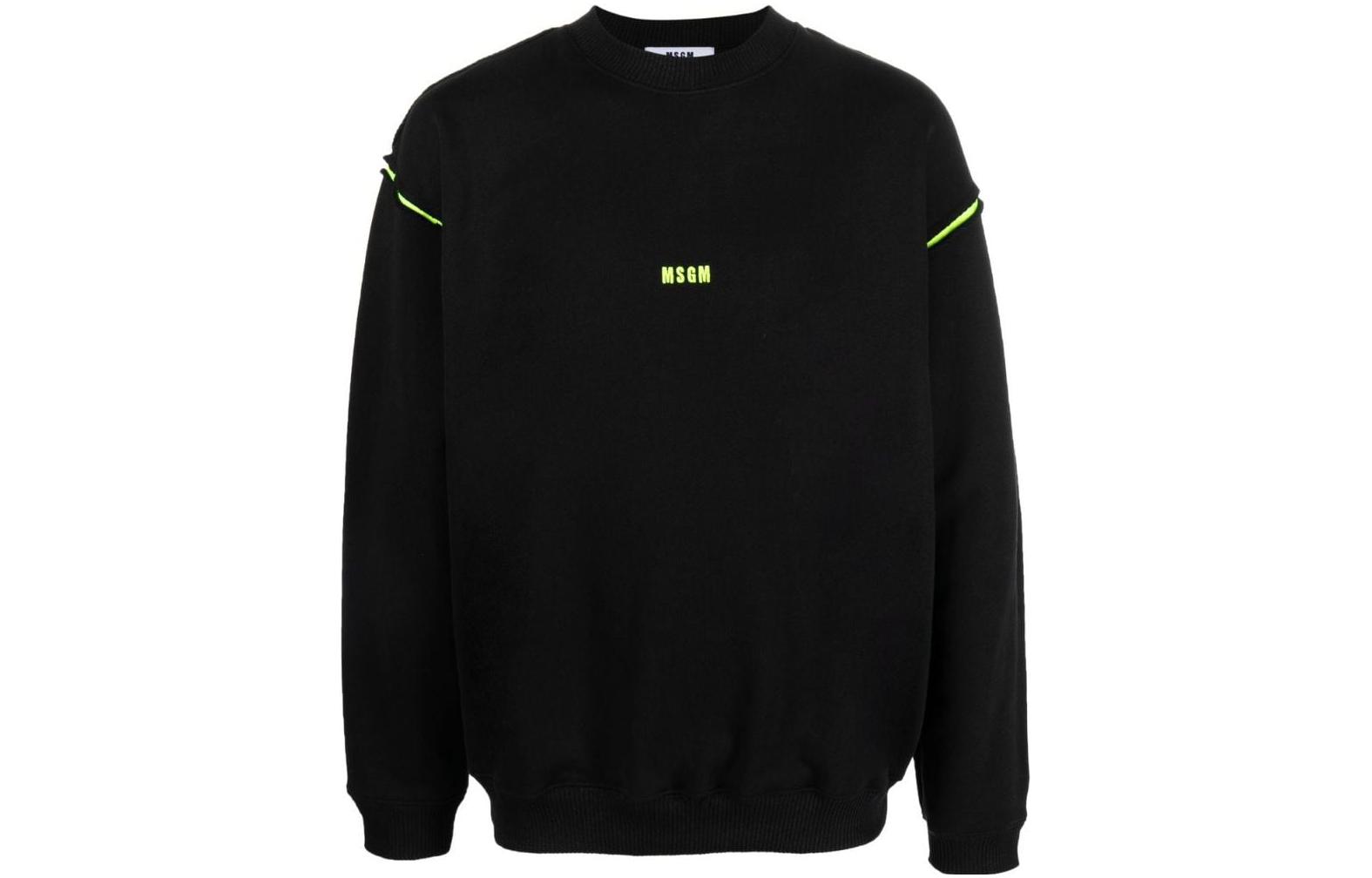 MSGM SS23 Logo Embroidered Crewneck Sweatshirt Black - Casual Wear 3440MM8923-700199-99