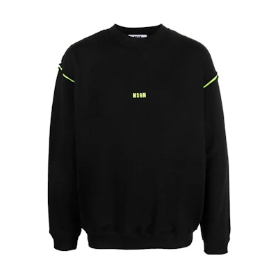 MSGM SS23 Logo Embroidered Crewneck Sweatshirt Black - Casual Wear 3440MM8923-700199-99