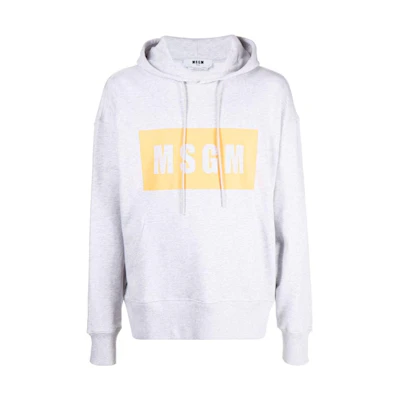 MSGM SS23 Logo Print Pullover Hoodie Men’s Grey White 3340MM525F227797-94