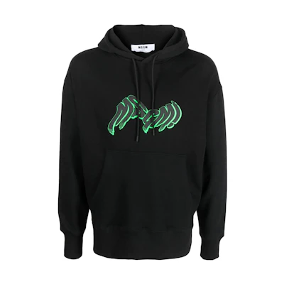 MSGM SS23 Logo Print Pullover Hoodie Obsidian Black Male Edition 3340MM18322779999