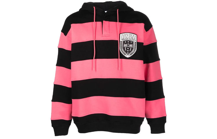 MSGM SS23 Pink Hoodie with Stripe Details 3440MM180237000-14