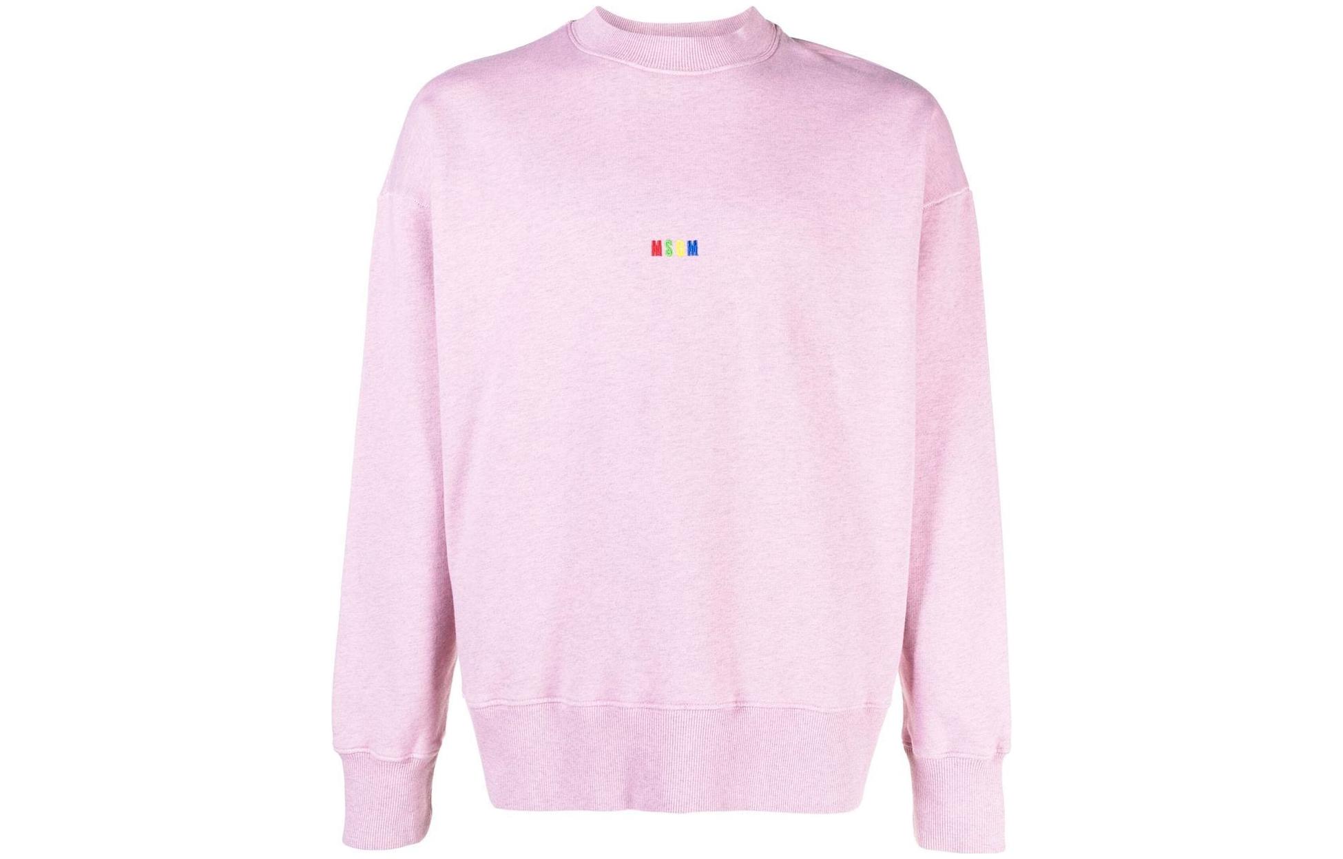 MSGM SS23 Pink Logo Print Crewneck Long Sleeve Pullover Sweatshirt 3440MM99237003-12