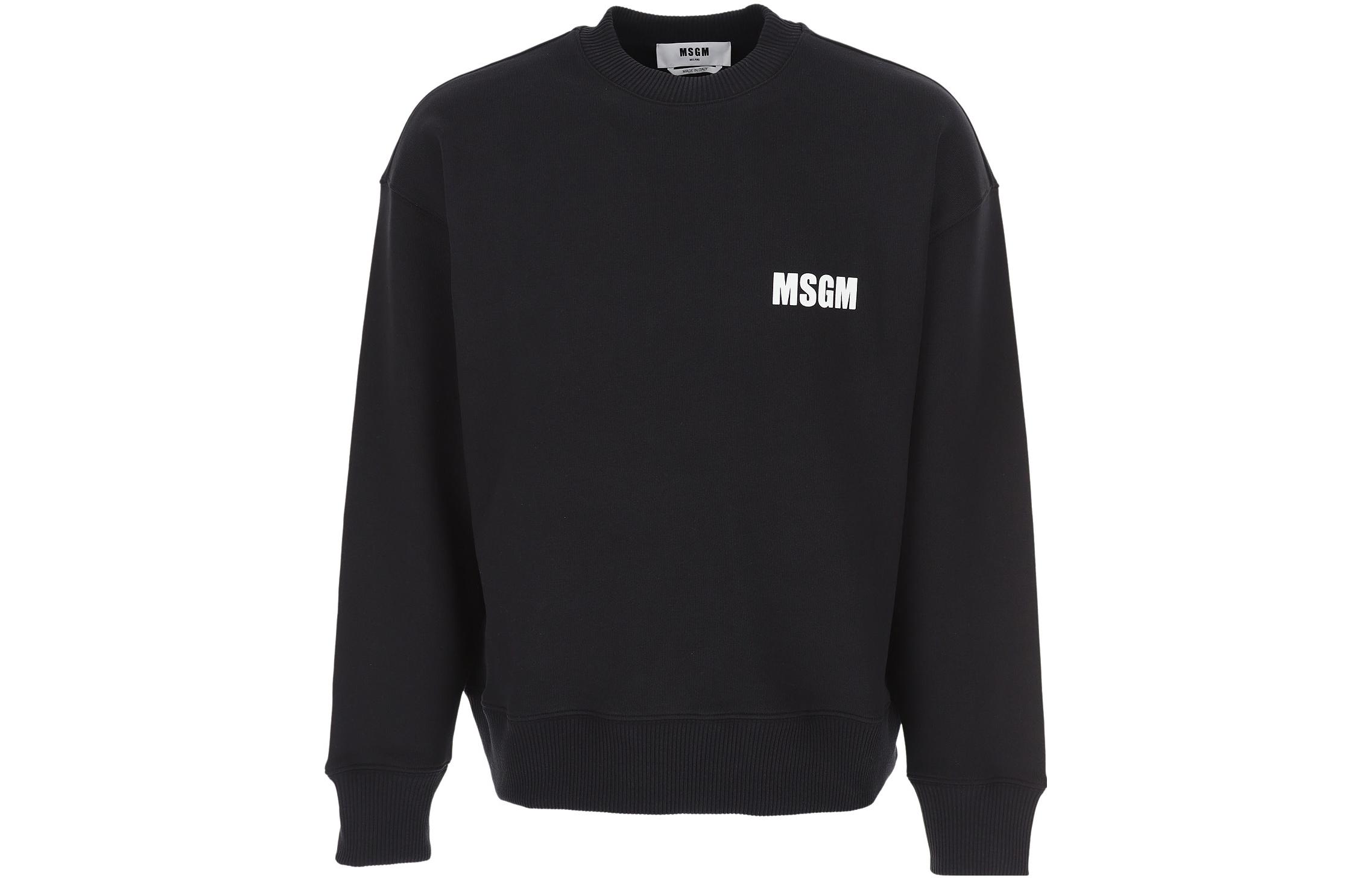 MSGM SS23 Plain Crewneck Long Sleeve Pullover Sweatshirt Black - 3440MM161237001-99