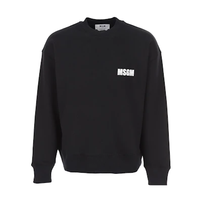MSGM SS23 Plain Crewneck Long Sleeve Pullover Sweatshirt Black - 3440MM161237001-99