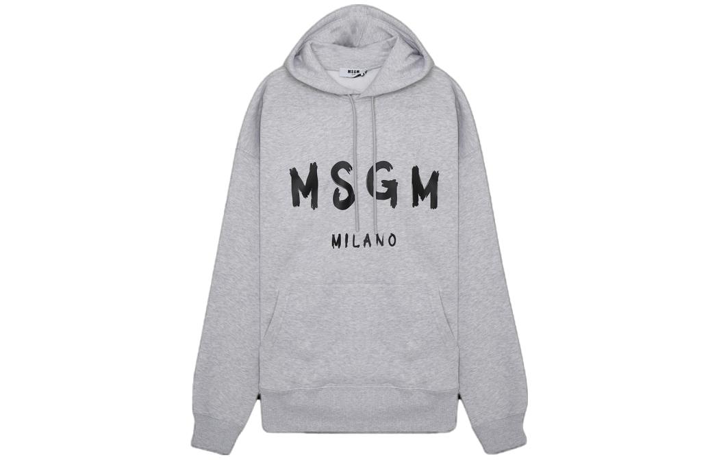 MSGM SS23 Solid Color Letter Print Hoodie Grey () 2000MM51520000