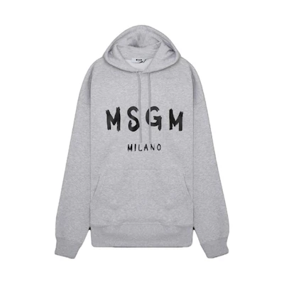 MSGM SS23 Solid Color Letter Print Hoodie Grey () 2000MM51520000