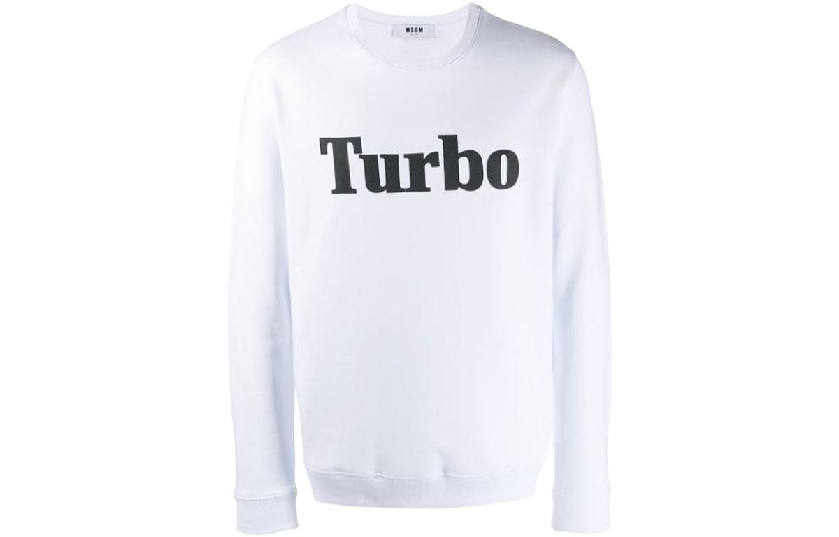 MSGM SS23 White Letter Print Crewneck Casual Long Sleeve Sweatshirt Men 2740MM105195799-01