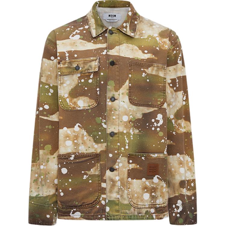 MSGM SS24 Camouflage Button Long Sleeve Jacket Men’s Army Green. 3640MH232L-247082-37