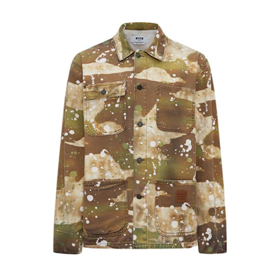 MSGM SS24 Camouflage Button Long Sleeve Jacket Men’s Army Green. 3640MH232L-247082-37