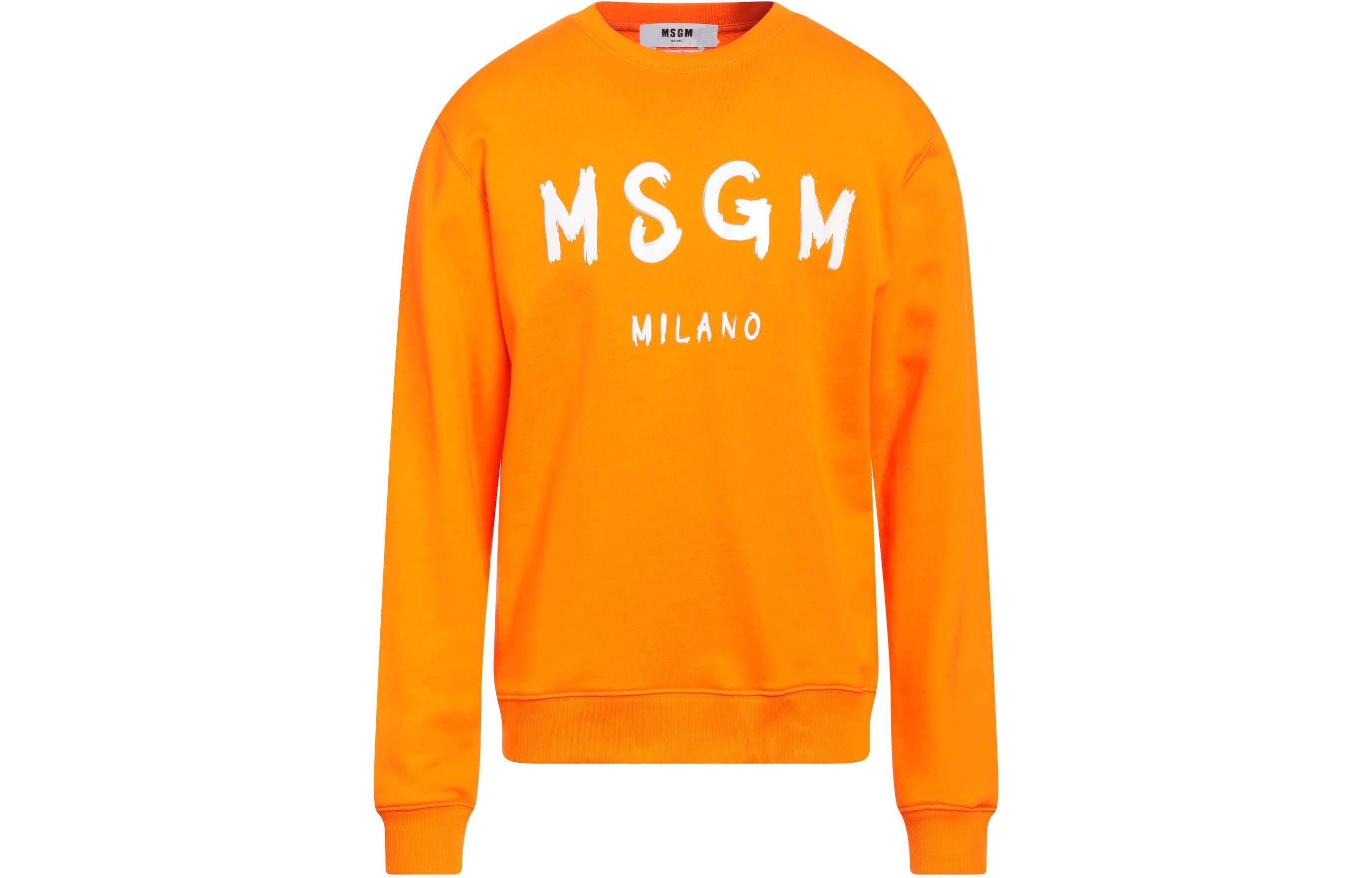 MSGM SS24 Letter Logo Relaxed Crewneck Sweatshirt Unisex Orange 3340MM513-227799