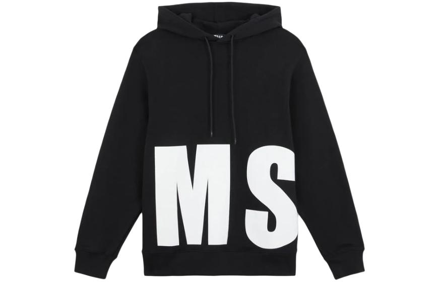 MSGM SS24 Lettering Comfort Pullover Hoodie Unisex Black 3240MM91-227299