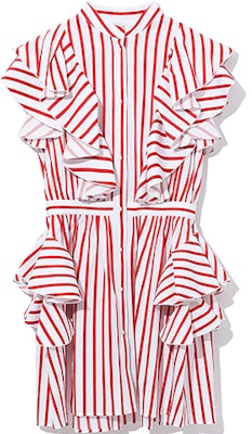 MSGM 红色条纹叠层荷叶边短袖衬衫连衣裙 MSGDSA18102AE Order MSGM 红色条纹叠层荷叶边短袖衬衫连衣裙 MSGDSA18102AE