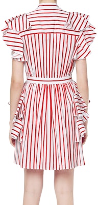 MSGM 红色条纹叠层荷叶边短袖衬衫连衣裙 MSGDSA18102AE Shop MSGM 红色条纹叠层荷叶边短袖衬衫连衣裙 MSGDSA18102AE