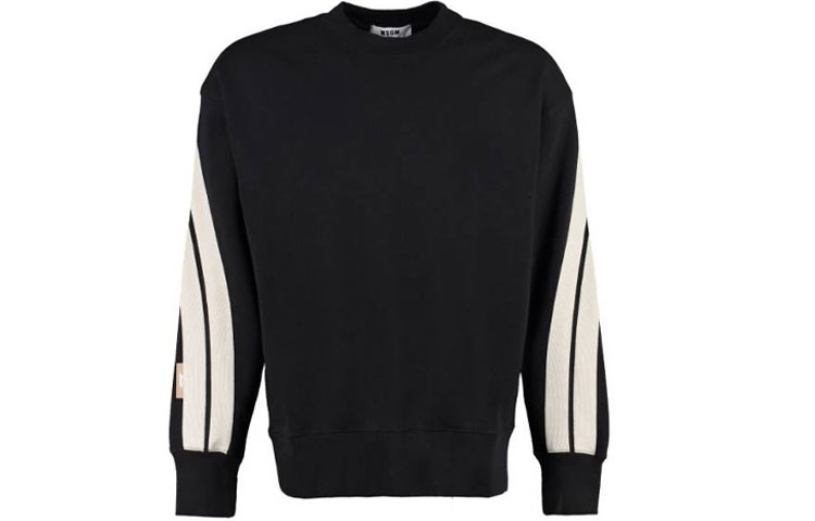 MSGM Striped Long Sleeve Crewneck Sweatshirt Black - 3140MM90217599-99
