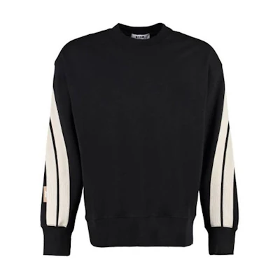 MSGM Striped Long Sleeve Crewneck Sweatshirt Black - 3140MM90217599-99